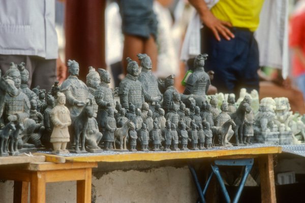 Terracotta warrior replicas on sale, Xian, China