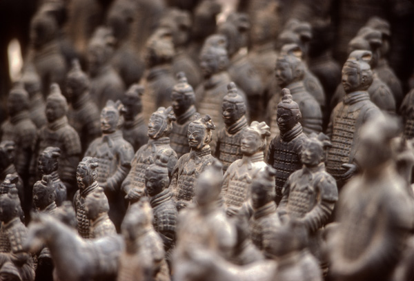 Terracotta warrior replicas on sale, Xian, China