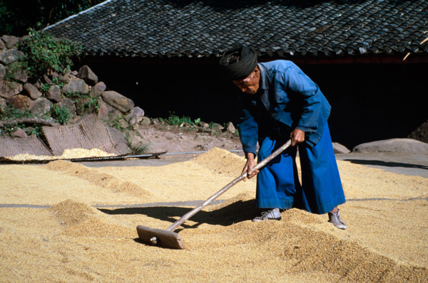 Yi minority man in village, Xichang, China