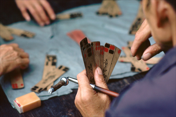 A traditional Chinese card game in Chongqing, China