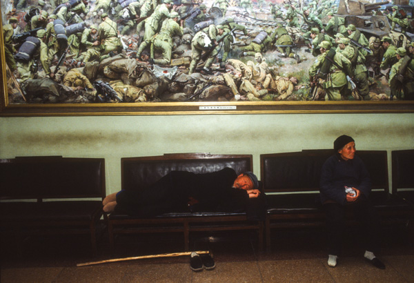 Man sleeping at the military museum