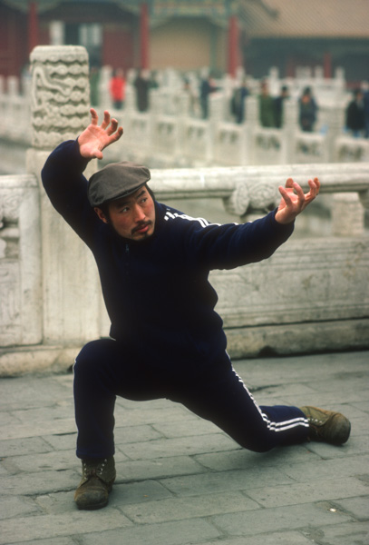 Man doing martial arts, Forbidden City