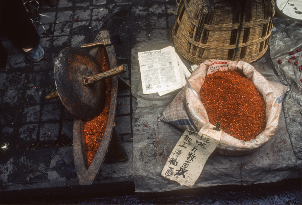 Pepper mill and pepper, Sichuan, China