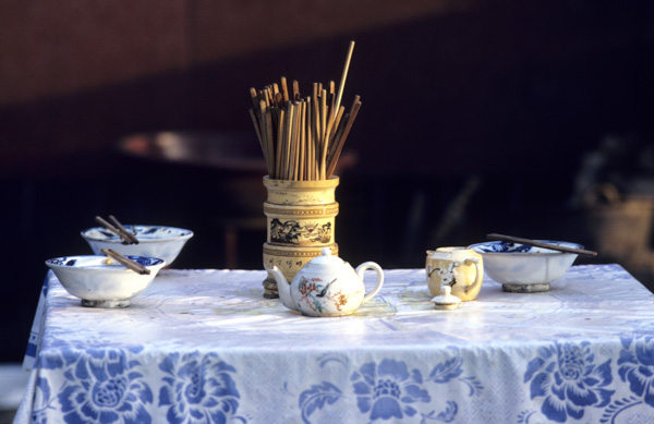 Streetside restaurant table