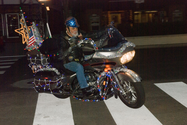 Motorcycle with Christmas Lights