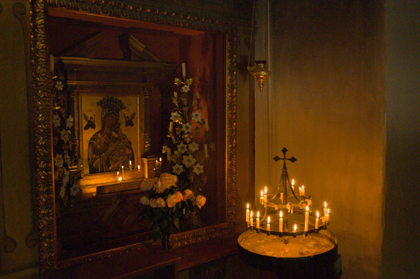 Mary and child with candles, Carmel Mission