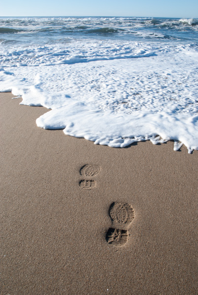 Footsteps on the beach, Central Coast