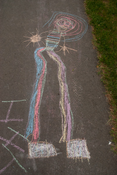 Chalk drawings, nature trail, Apex, North Carolina