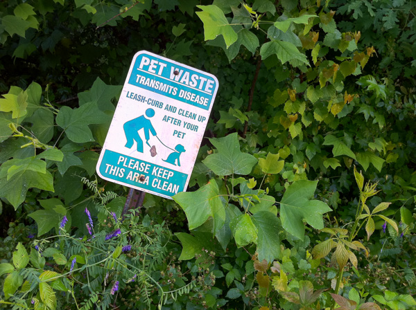 Pet waste sign, Nature trail, Apex, North Carolina