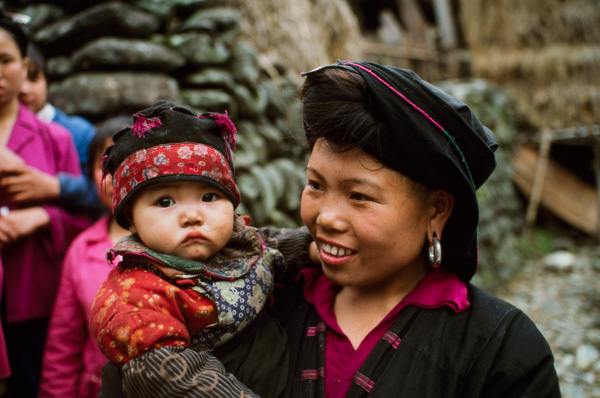 Woman and child near Peace Village