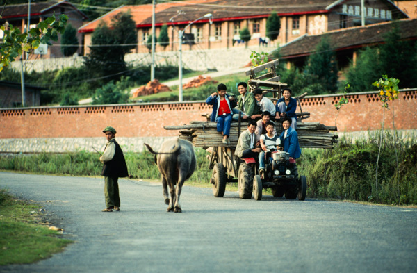 Loaded tractor, China