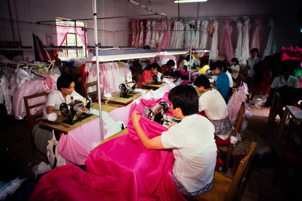 Workers in evening gown factory, Suzhou