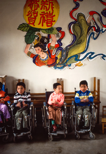 Disabled children in wheelchairs, Beijing