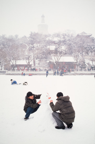 Playing in snow