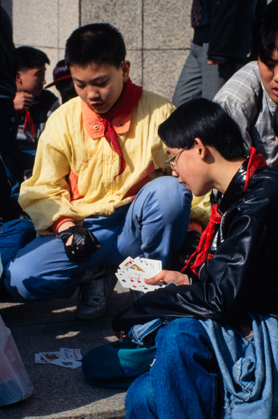 Students play cards