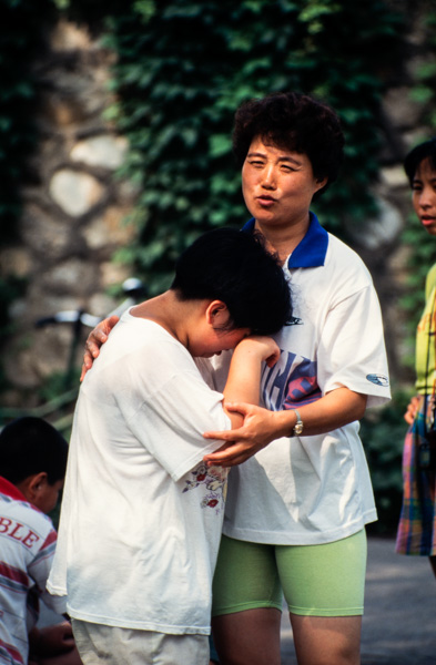 Teacher with girl at weight loss camp