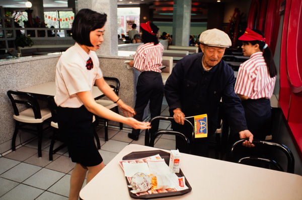 Elderly man at McDonalds
