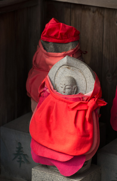 Statues with clothes, Sensoji Temple, Tokyo, Japan.