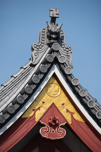 Roof detail, Sensoji Temple, Tokyo, Japan.