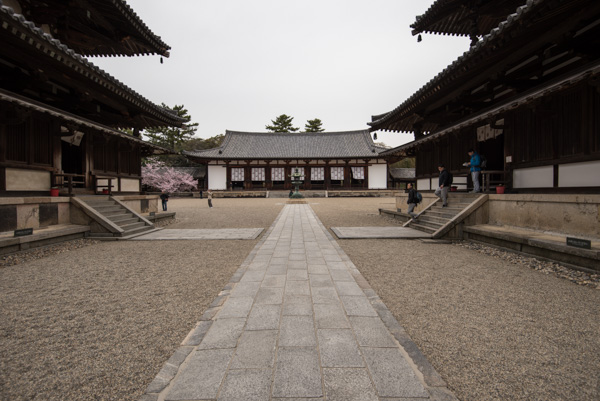 Walkway and buildings, Horyu-ji