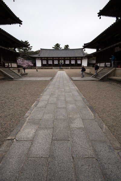 Walkway and buildings, Horyu-ji