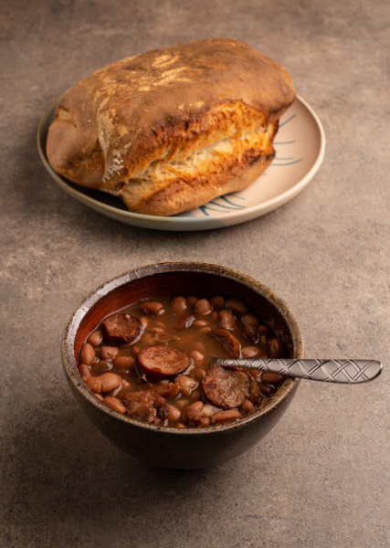 Bean soup and ciabatta loaf
