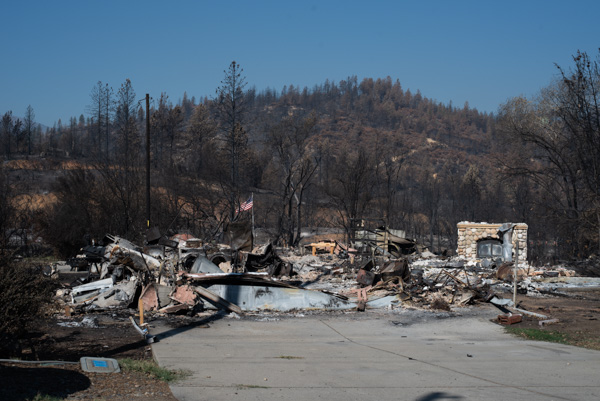 Burned out neighborhood, Keswick, California.