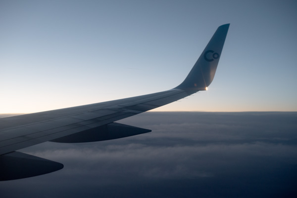 Aerial photos of plane and Paris