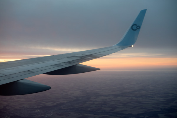 Aerial photos of plane and Paris