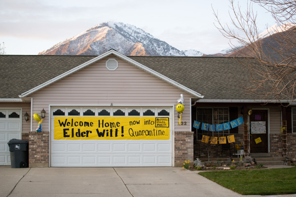 Sign for quarantined missionary, Mapleton, Utah