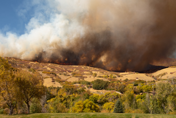 Wildfire and smoke, Mt. Timpanogos, Orem, Utah