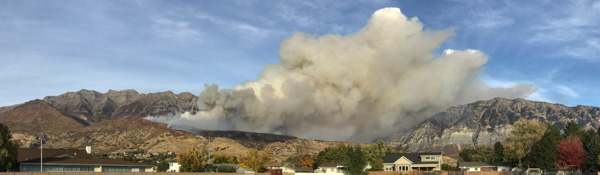 Wildfire and smoke, Mt. Timpanogos, Orem, Utah