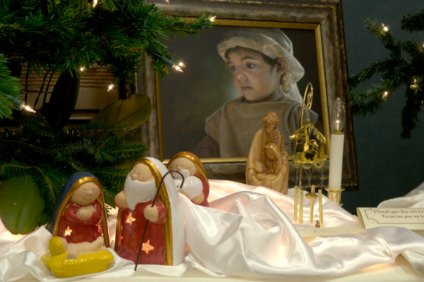 Nativity scene and painting