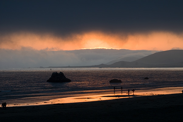 Central Coast beach at sunset, California