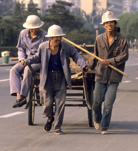 Workers and cart