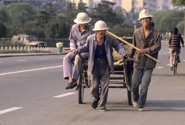 Workers and cart